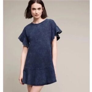 EUC Anthropologie Odette Ruffle Sleeve Dress, M